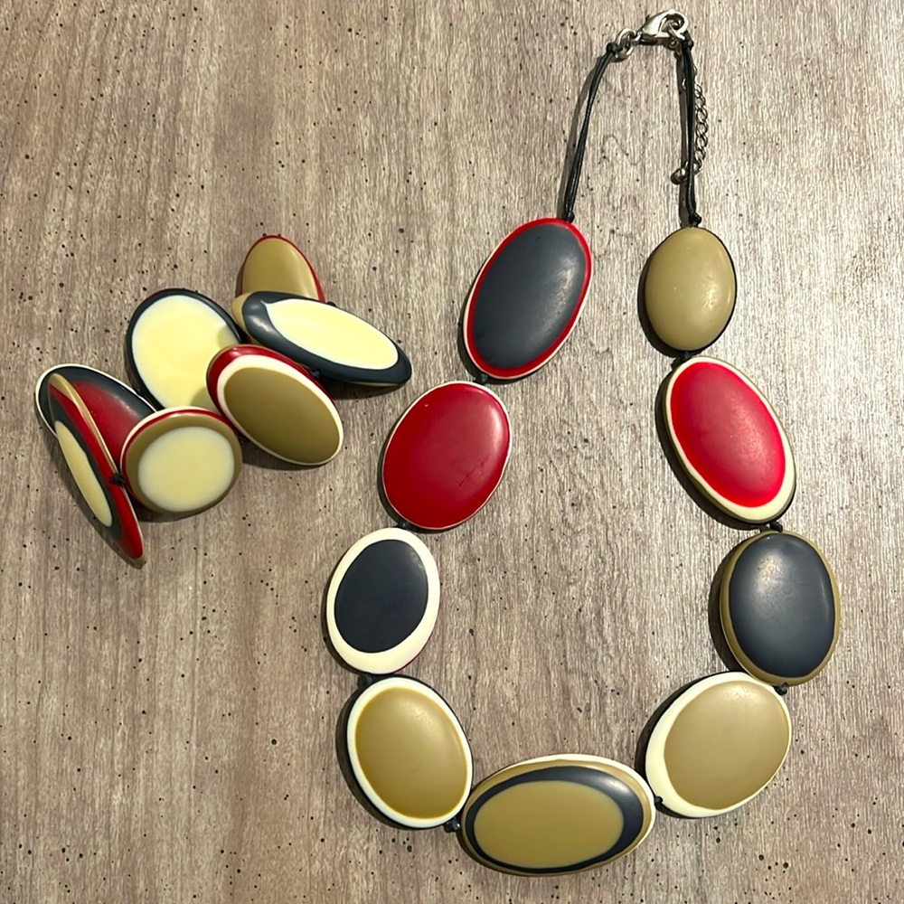 VINTAGE MINIMALIST FLAT BEAD NECKLACE/BRACELET SET